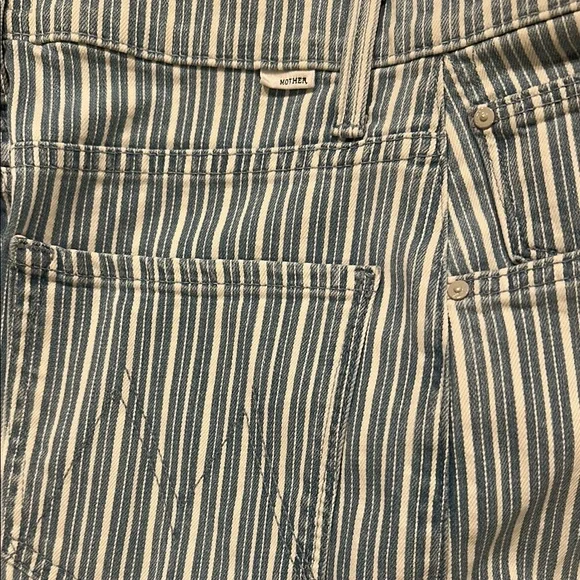 MOTHER Women's High Rise Jeans in Blue and White Stripes - Picture 6 of 12